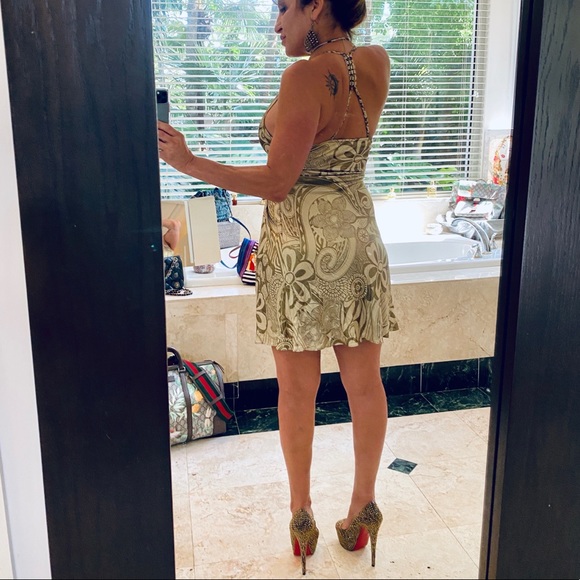 Sky Clothing Embellished Foil Print Silk Dress NWT - Picture 12 of 14